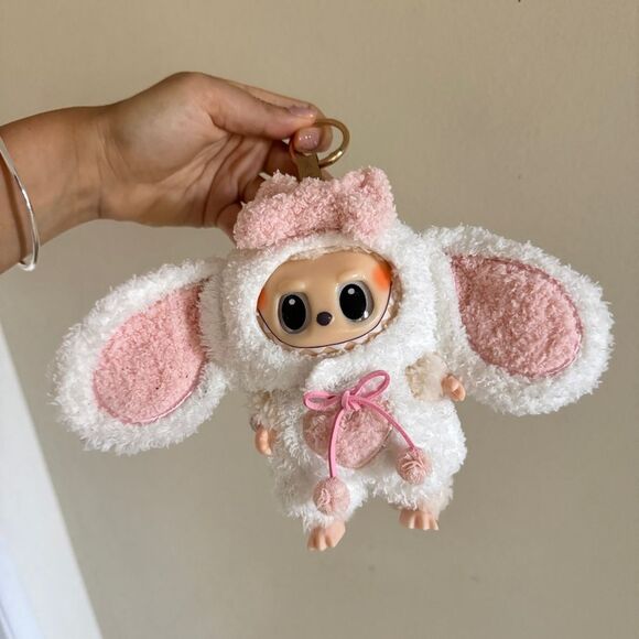 Bunny Outfit for Labubu 2 Piece set Pink/White Plush - Picture 3 of 7